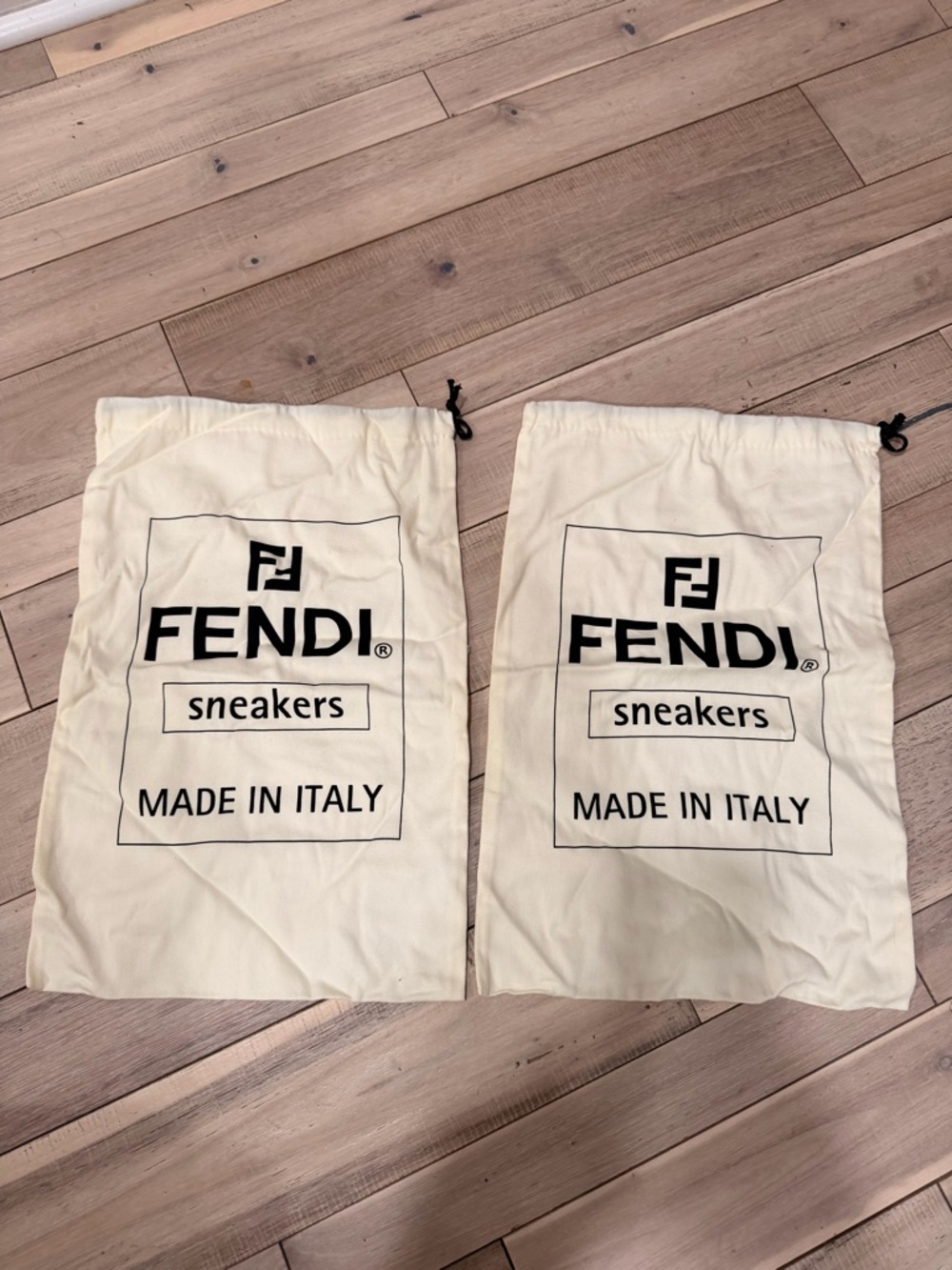 Fendi Cream and Black Sneakers Dust Bags (Pair)